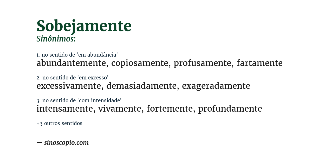 Sinônimo de sobejamente