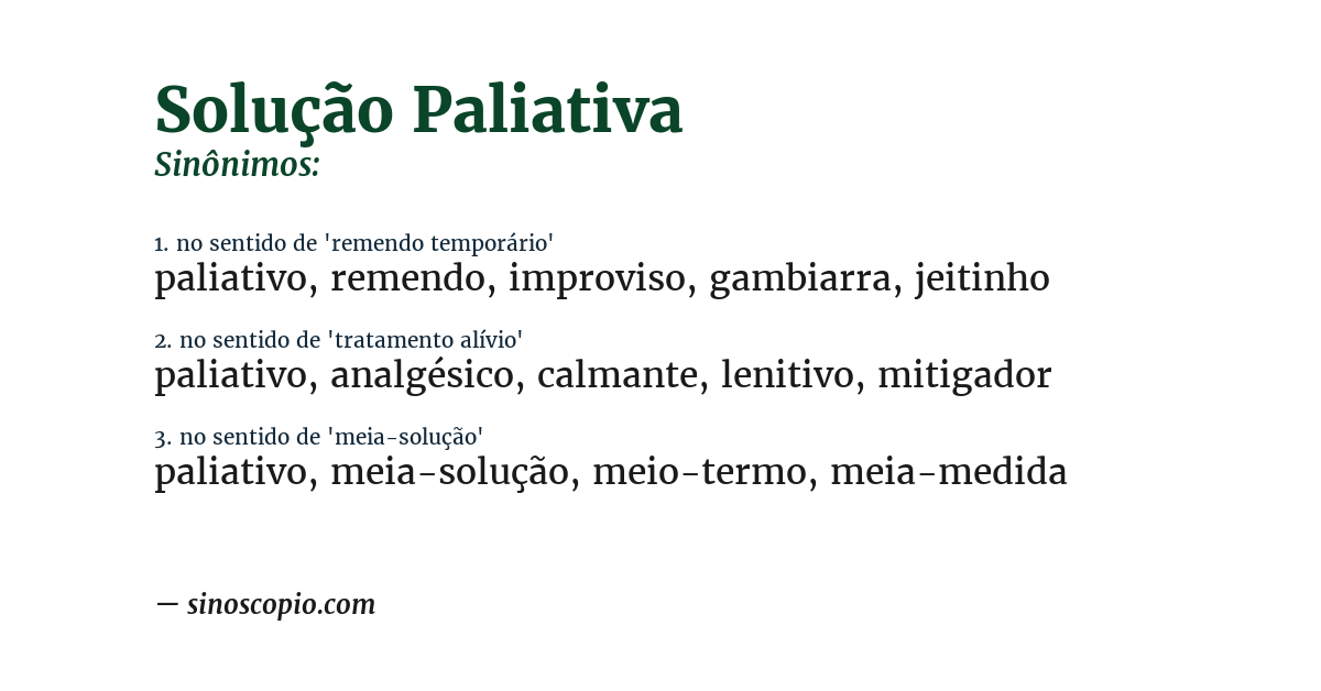 Sinônimo de solução paliativa