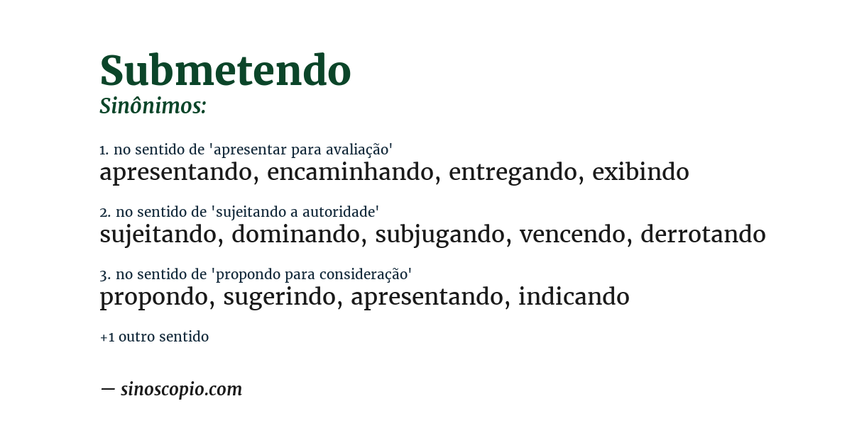 Sinônimo de submetendo