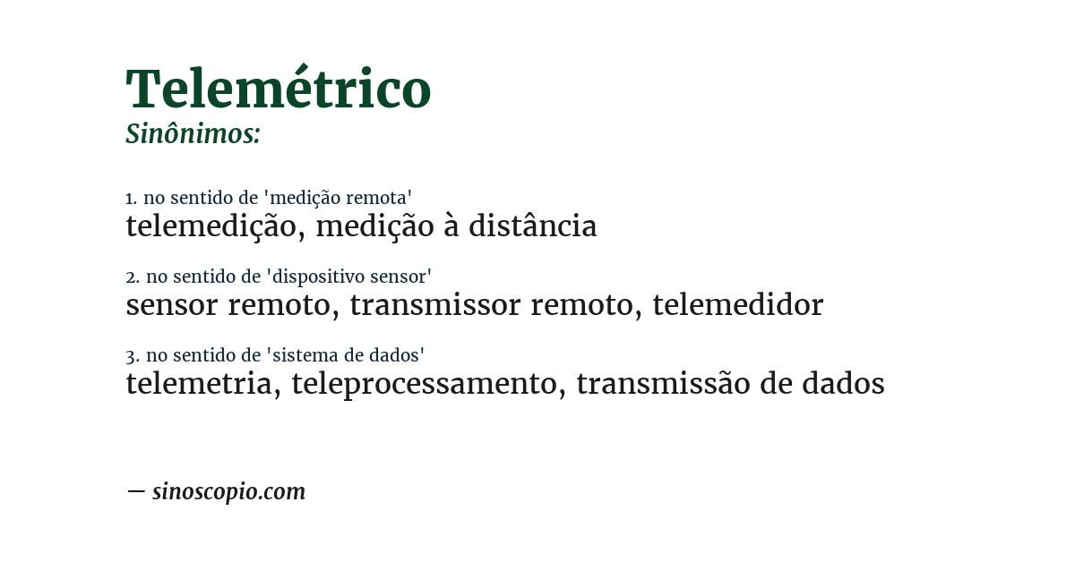 Sinônimo de telemétrico