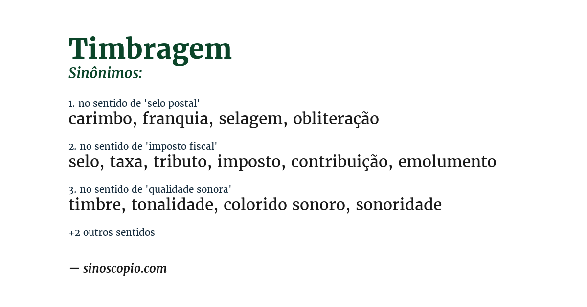 Sinônimo de timbragem