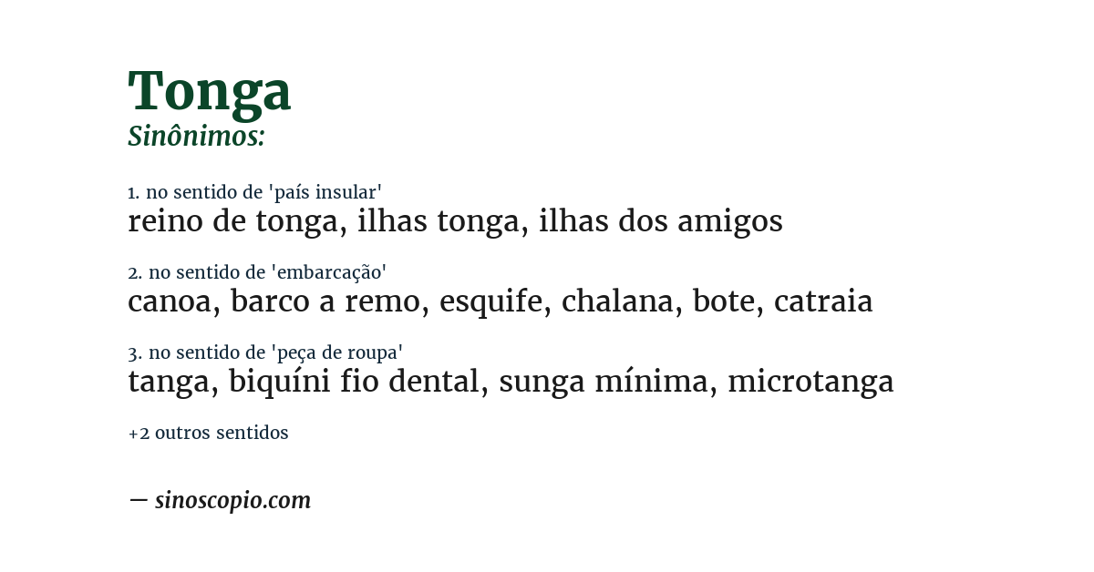 Sinônimo de tonga