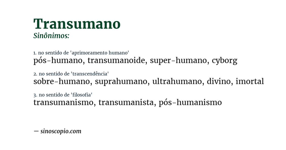 Sinônimo de transumano