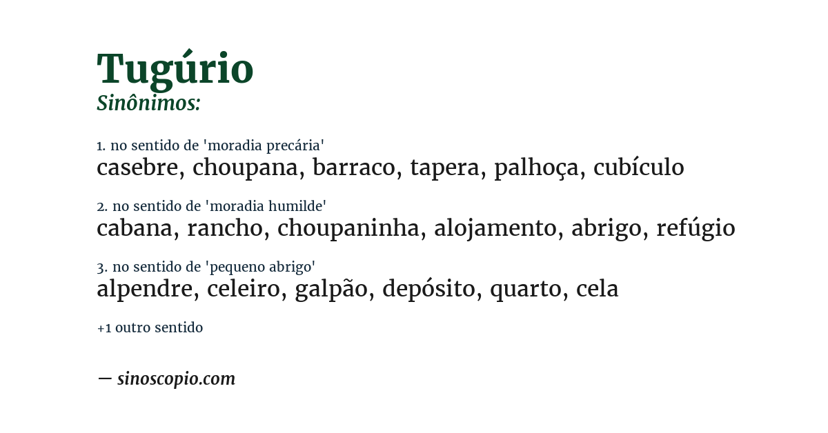 Sinônimo de tugúrio