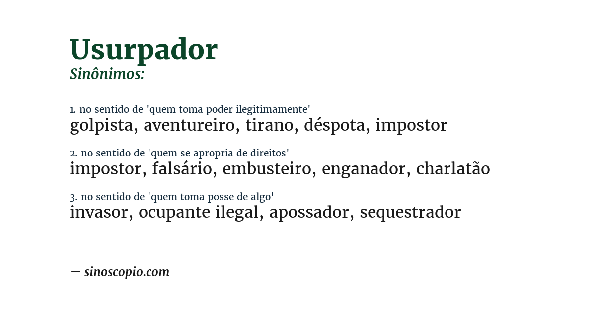 Sinônimo de usurpador
