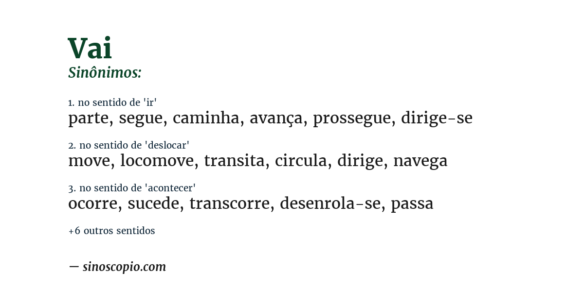 Sinônimo de vai