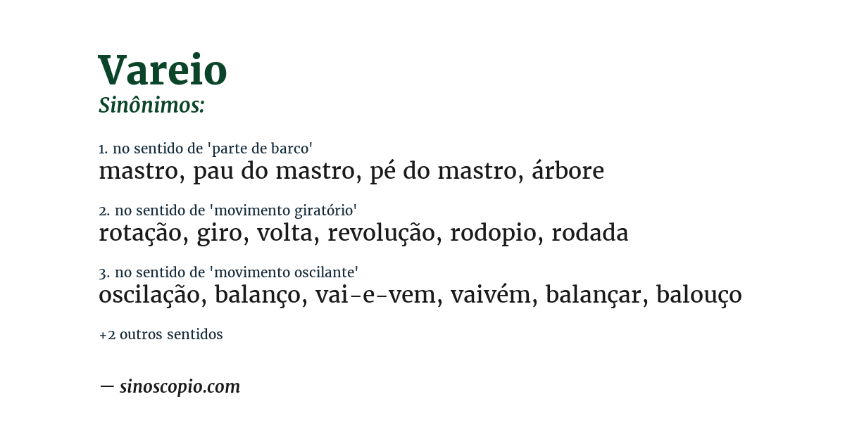 Sinônimo de vareio
