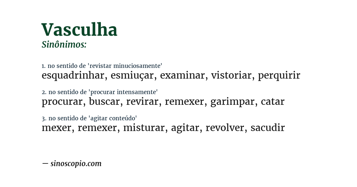 Sinônimo de vasculha