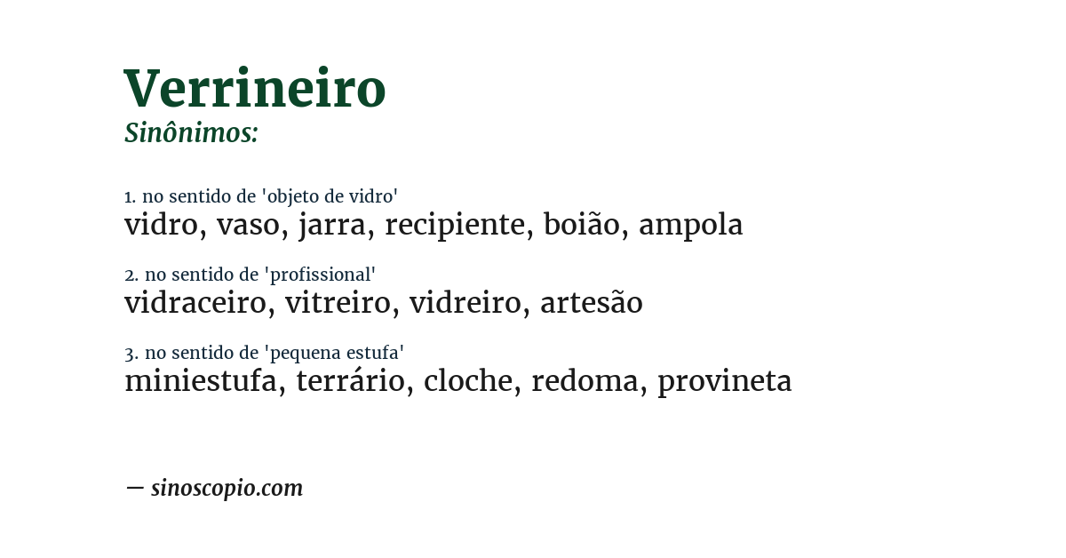 Sinônimo de verrineiro