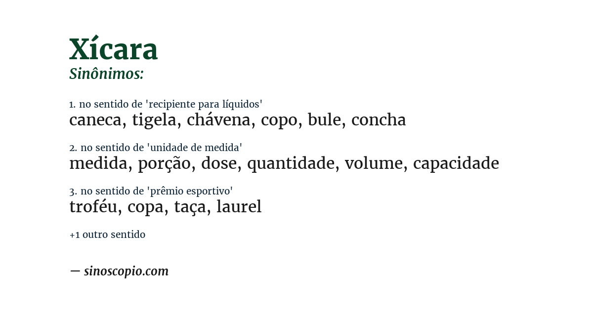 Sinônimo de xícara