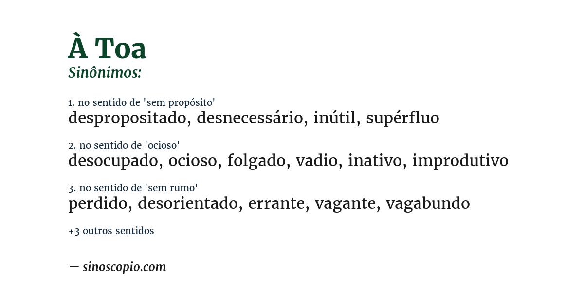 Sinônimo de à toa