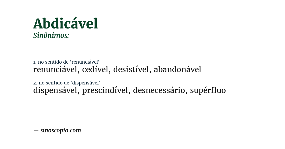 Sinônimo de abdicável