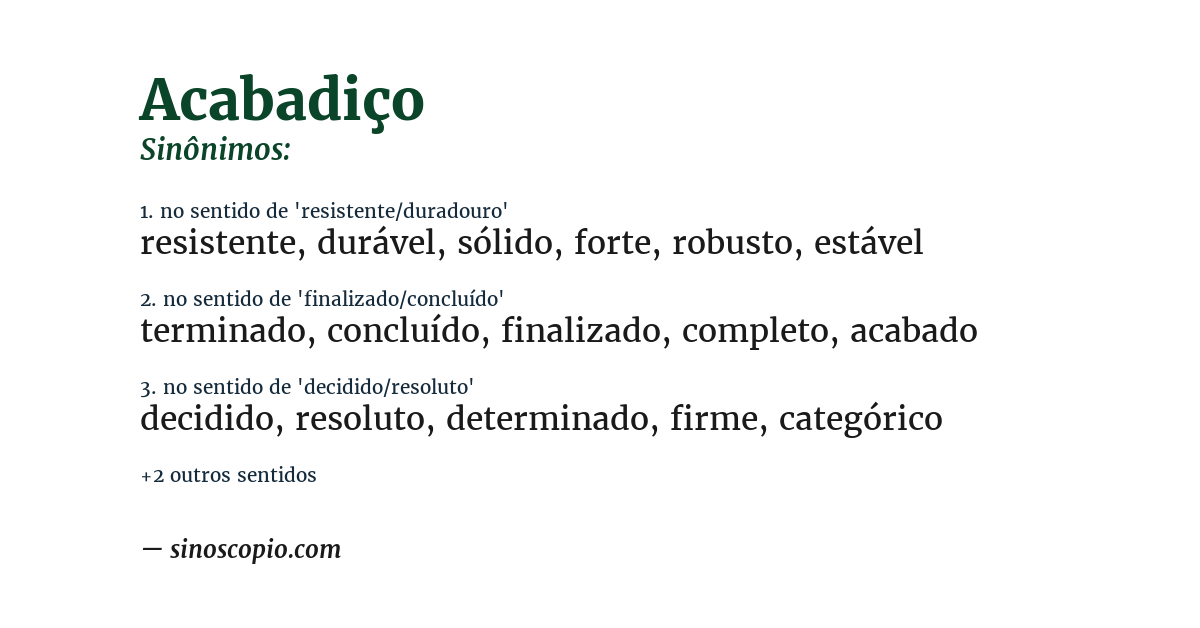 Sinônimo de acabadiço