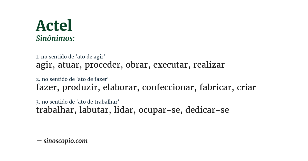 Sinônimo de actel