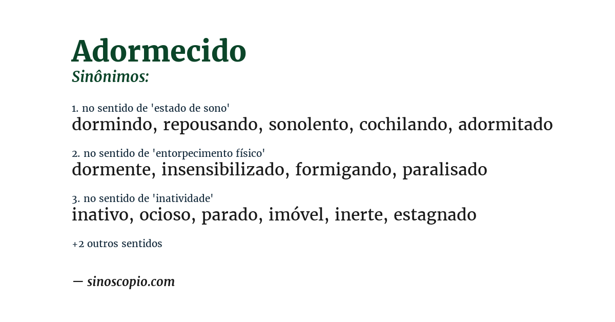 Sinônimo de adormecido