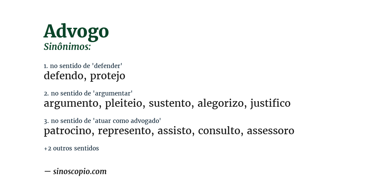 Sinônimo de advogo
