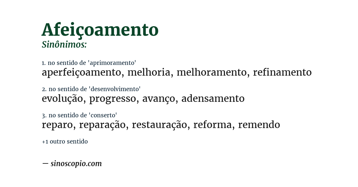 Sinônimo de afeiçoamento