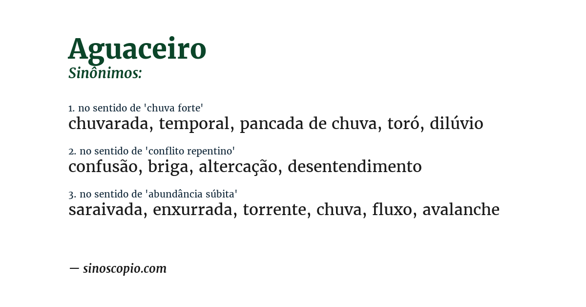 Sinônimo de aguaceiro