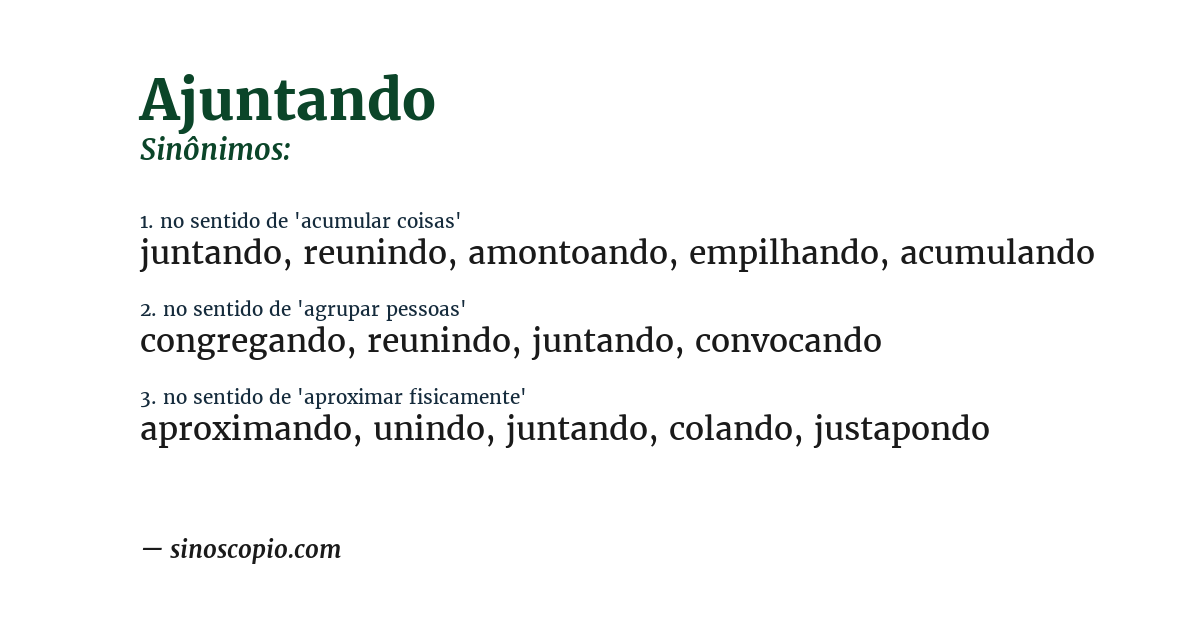 Sinônimo de ajuntando