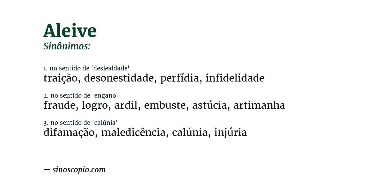 Sinônimo de aleive