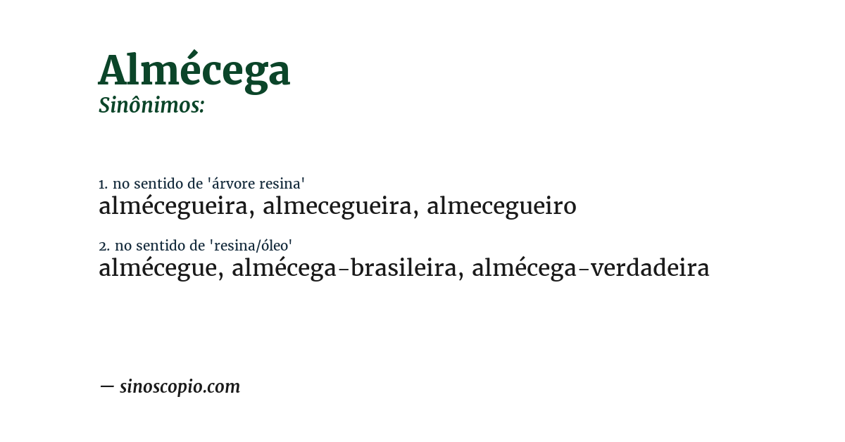 Sinônimo de almécega