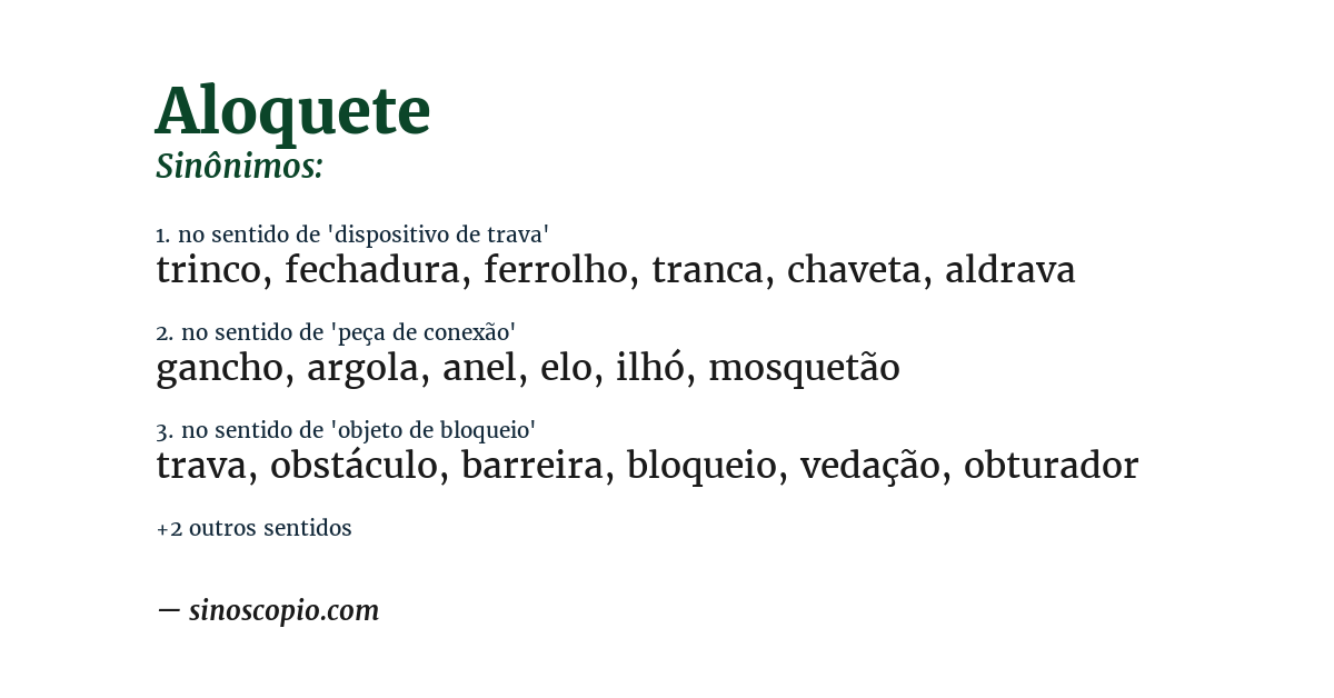 Sinônimo de aloquete