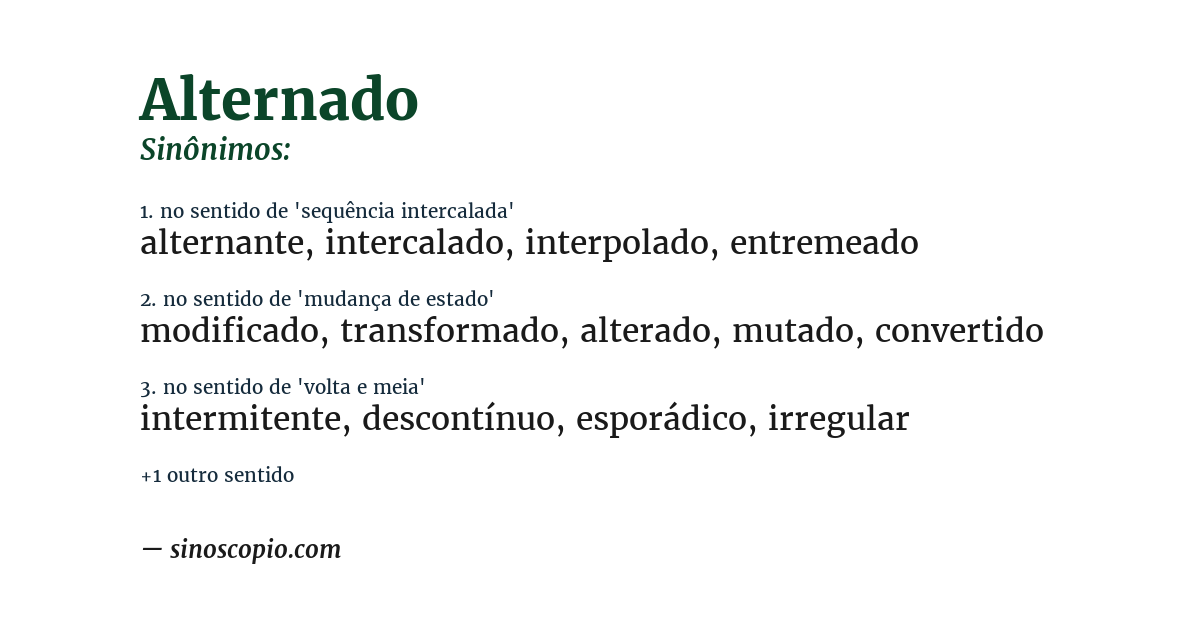 Sinônimo de alternado