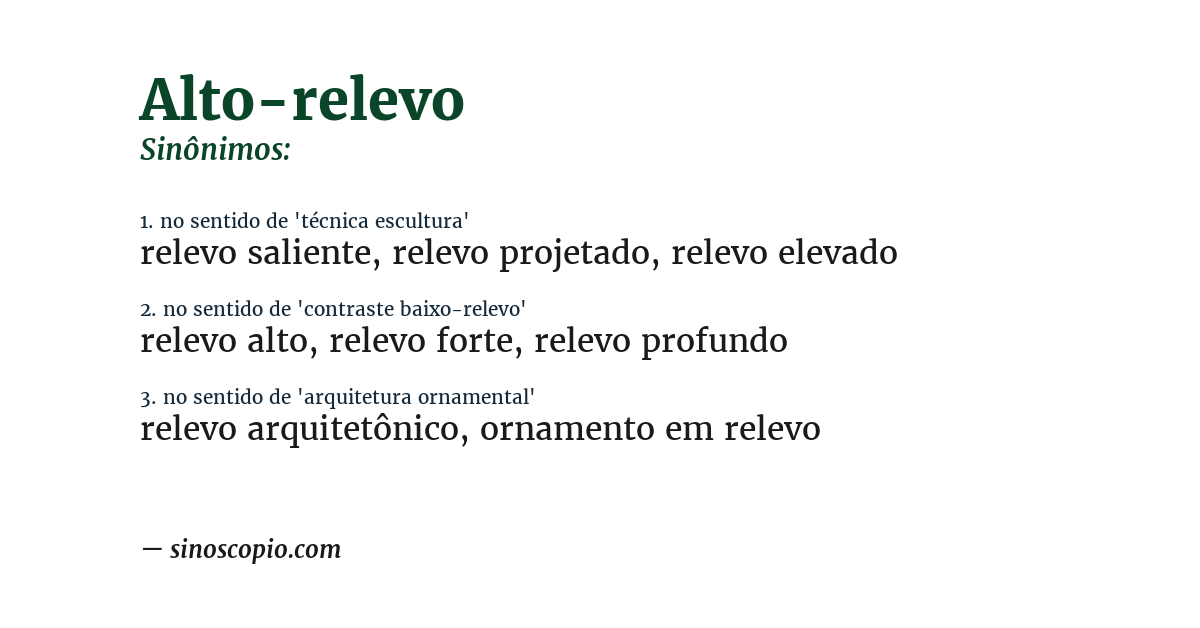 Sinônimo de alto-relevo