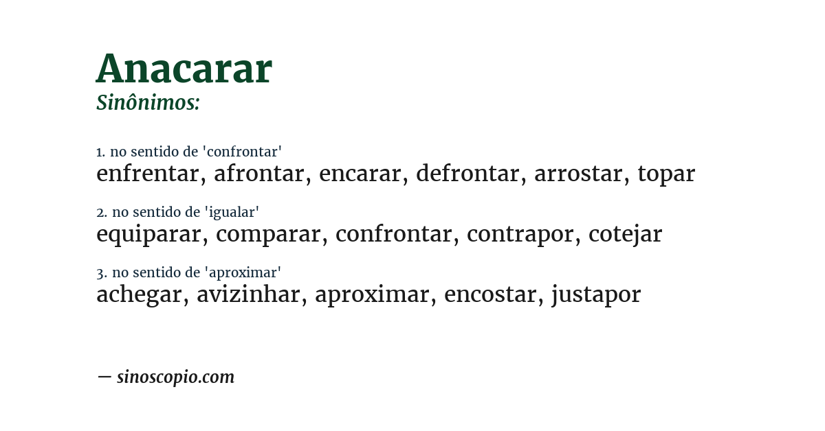 Sinônimo de anacarar