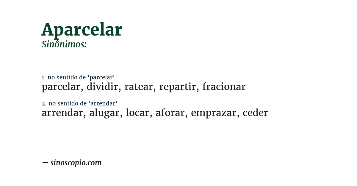 Sinônimo de aparcelar
