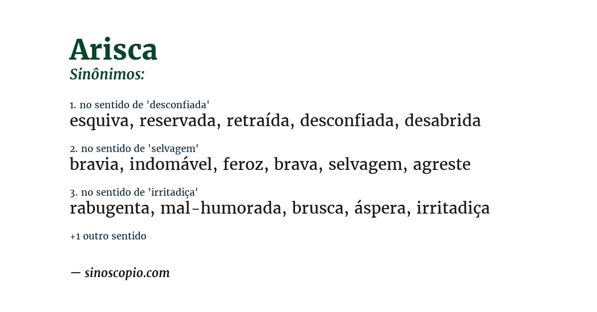 Sinônimo de arisca