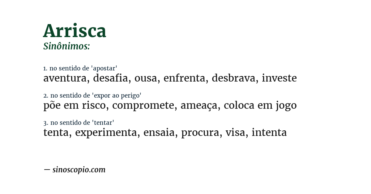 Sinônimo de arrisca