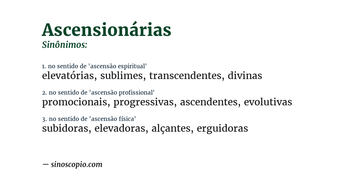 Sinônimo de ascensionárias