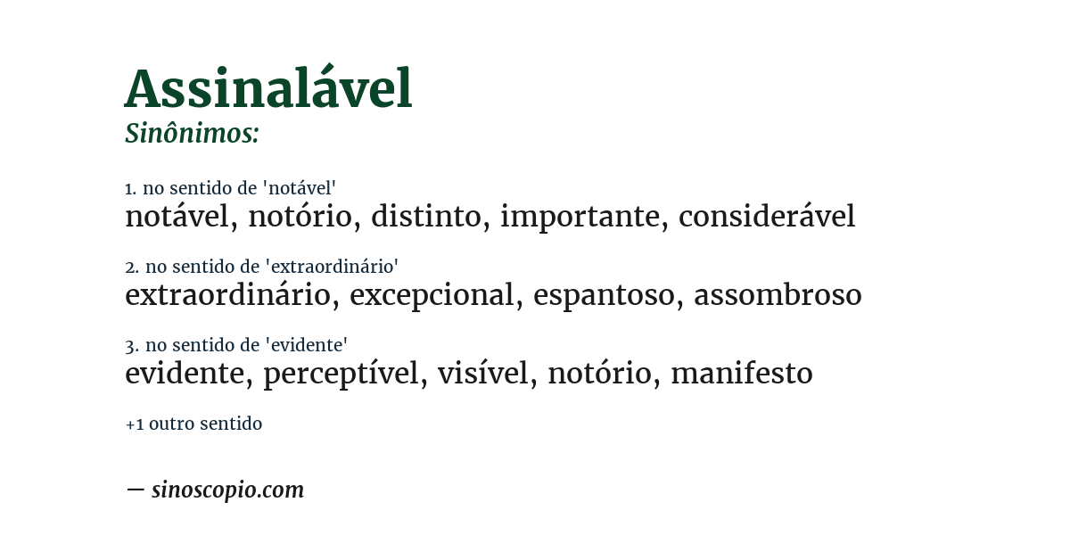 Sinônimo de assinalável