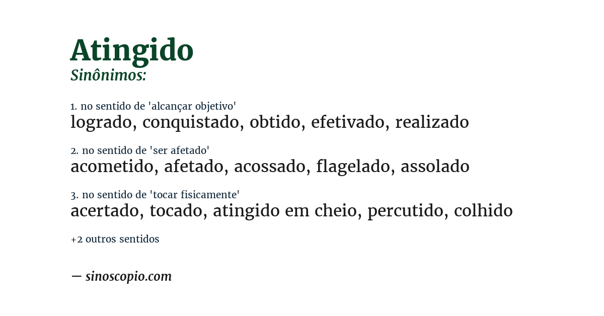 Sinônimo de atingido