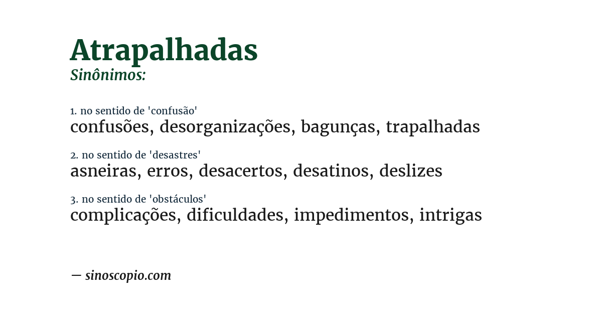 Sinônimo de atrapalhadas