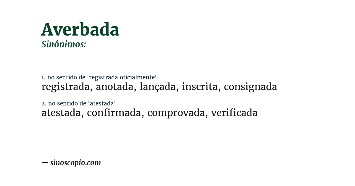 Sinônimo de averbada