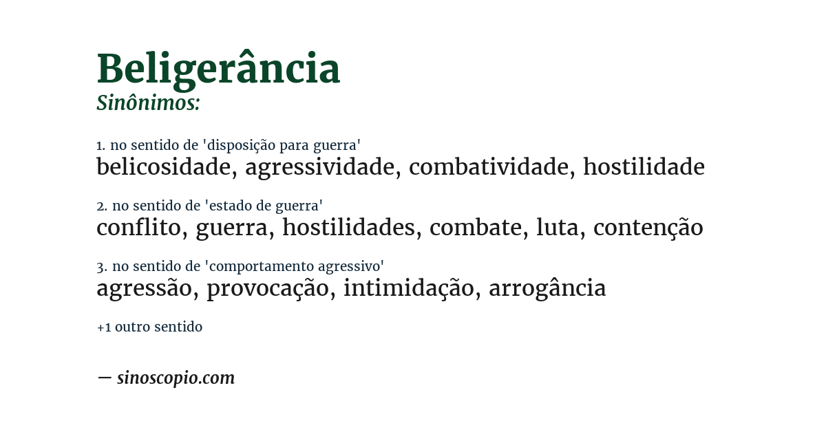 Sinônimo de beligerância