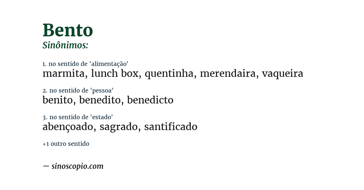 Sinônimo de bento