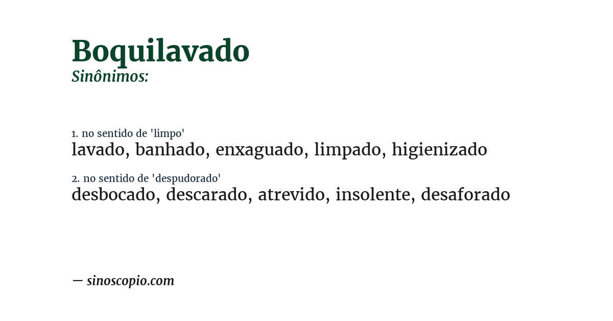Sinônimo de boquilavado