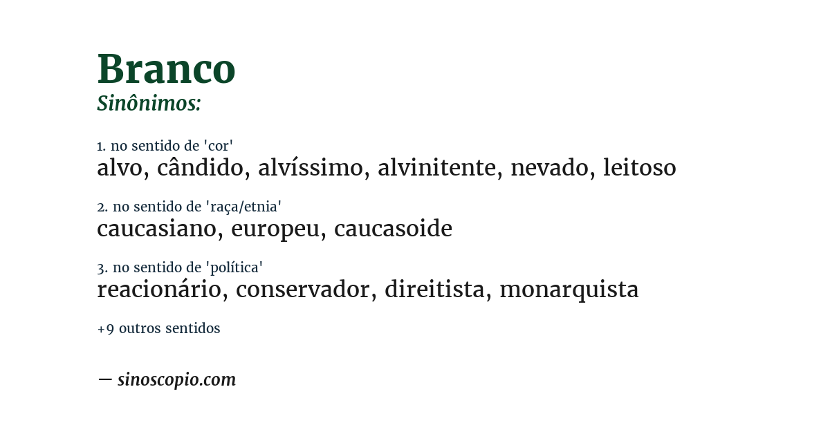 Sinônimo de branco
