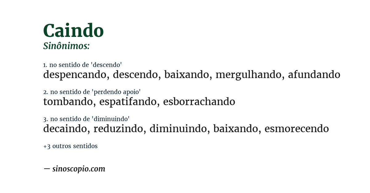 Sinônimo de caindo