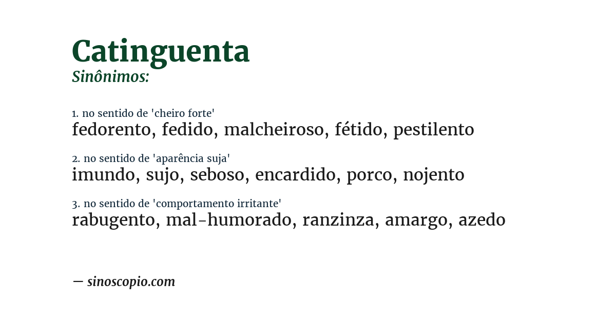 Sinônimo de catinguenta