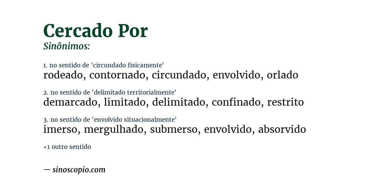 Sinônimo de cercado por