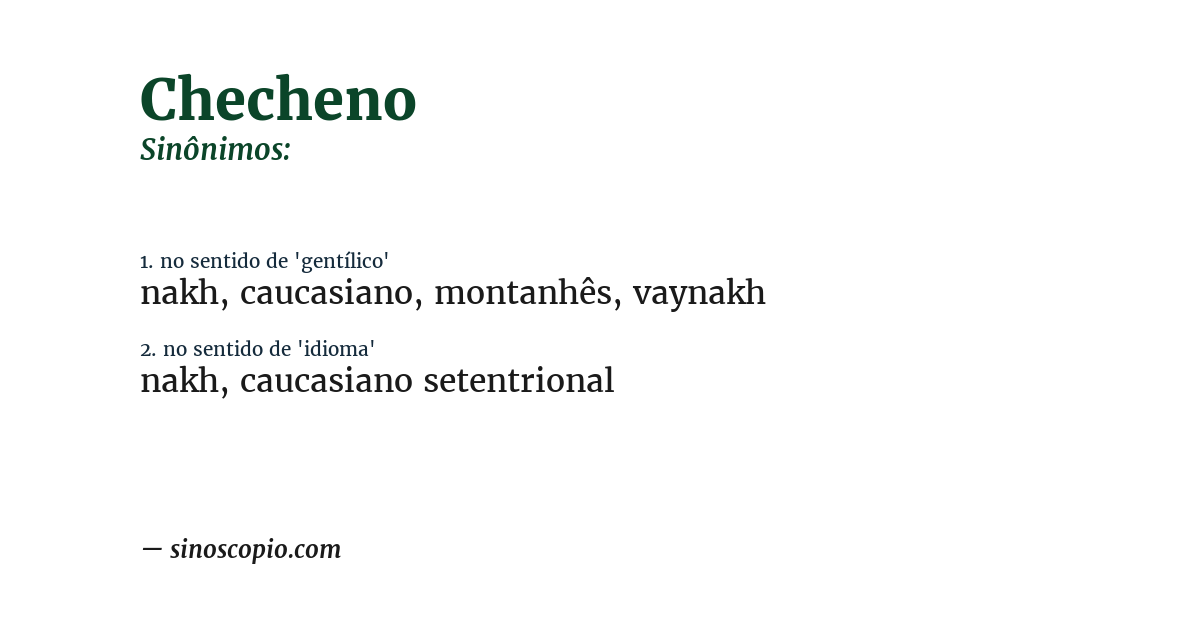 Sinônimo de checheno