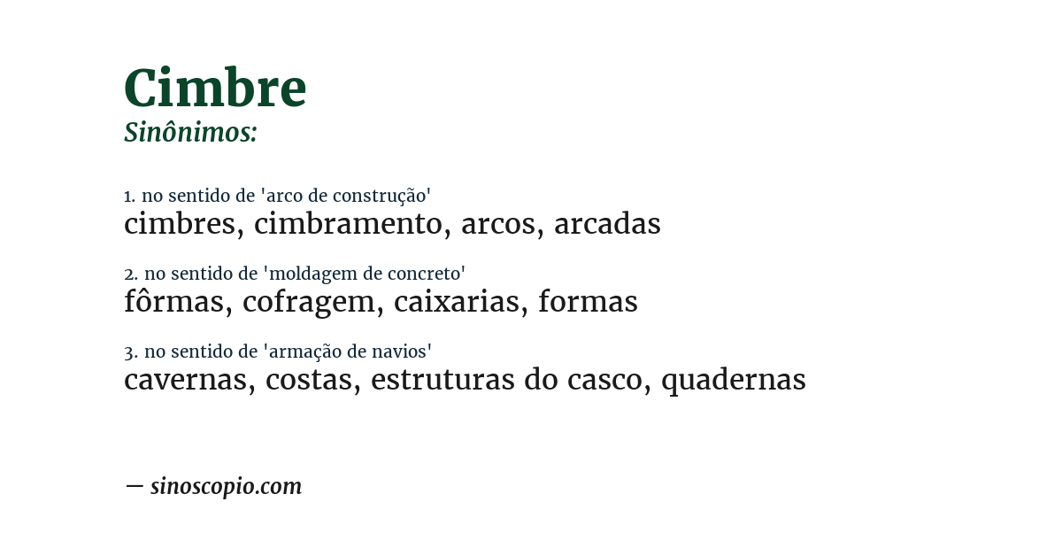 Sinônimo de cimbre