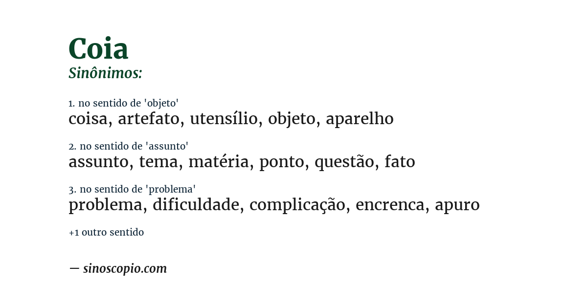 Sinônimo de coia