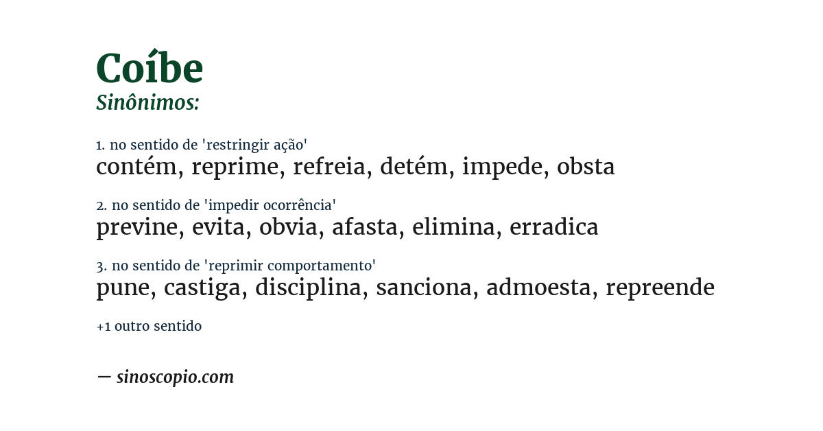 Sinônimo de coíbe