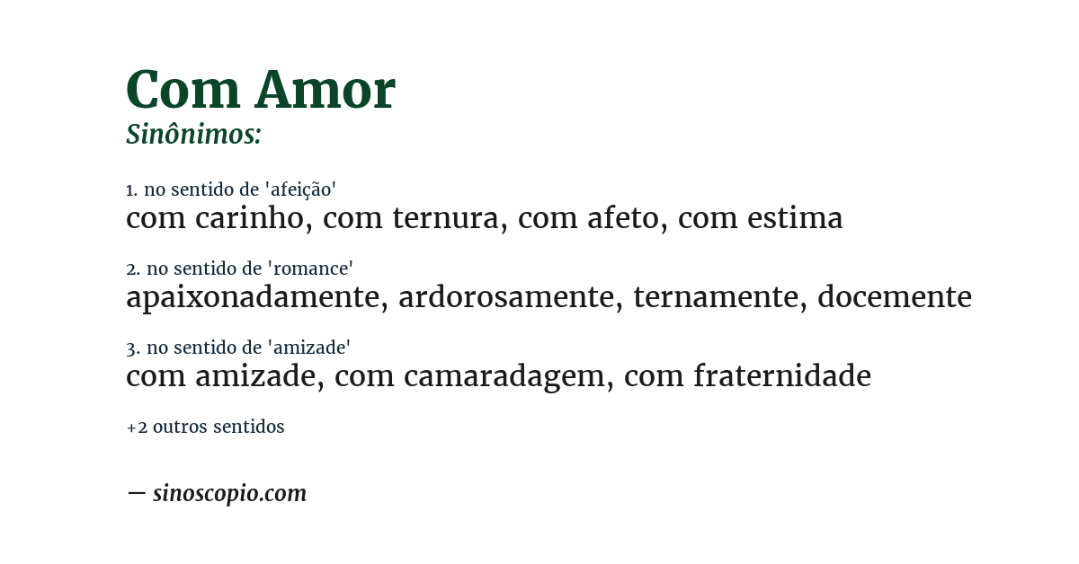Sinônimo de com amor
