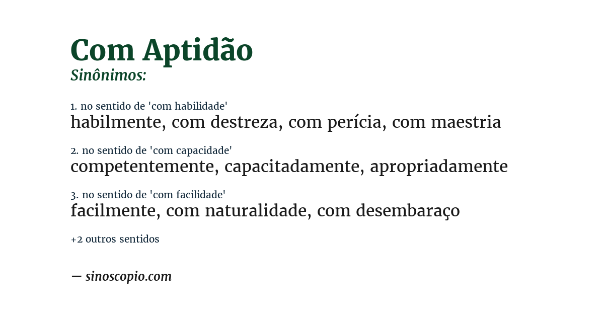Sinônimo de com aptidão